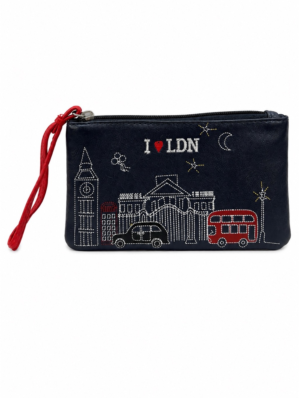 Atmosphere I Love London LDN Wristlet Clutch Coin Purse Travel Pouch Black Red - Picture 1 of 6